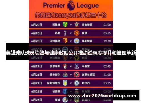 英超球队球员绩效与健康数据公开推动透明度提升和管理革新